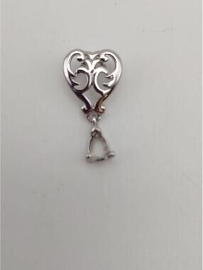 Sterling Scroll Heart Pendant Mount Pear Shape Stone 925